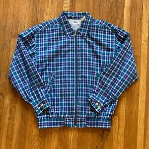 Vintage "Line Up" Golf Jacket - Blue Plaid -  Medium/Large